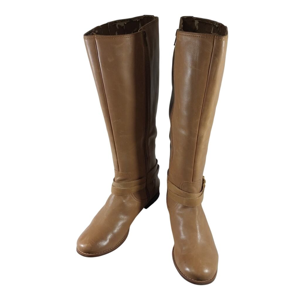 NWOT- FLAWED! SPERRY TOPSIDER! FAWN BEIGE/TAN GENUINE LEATHER BOOTS! SZ 9.5M - Picture 3 of 13